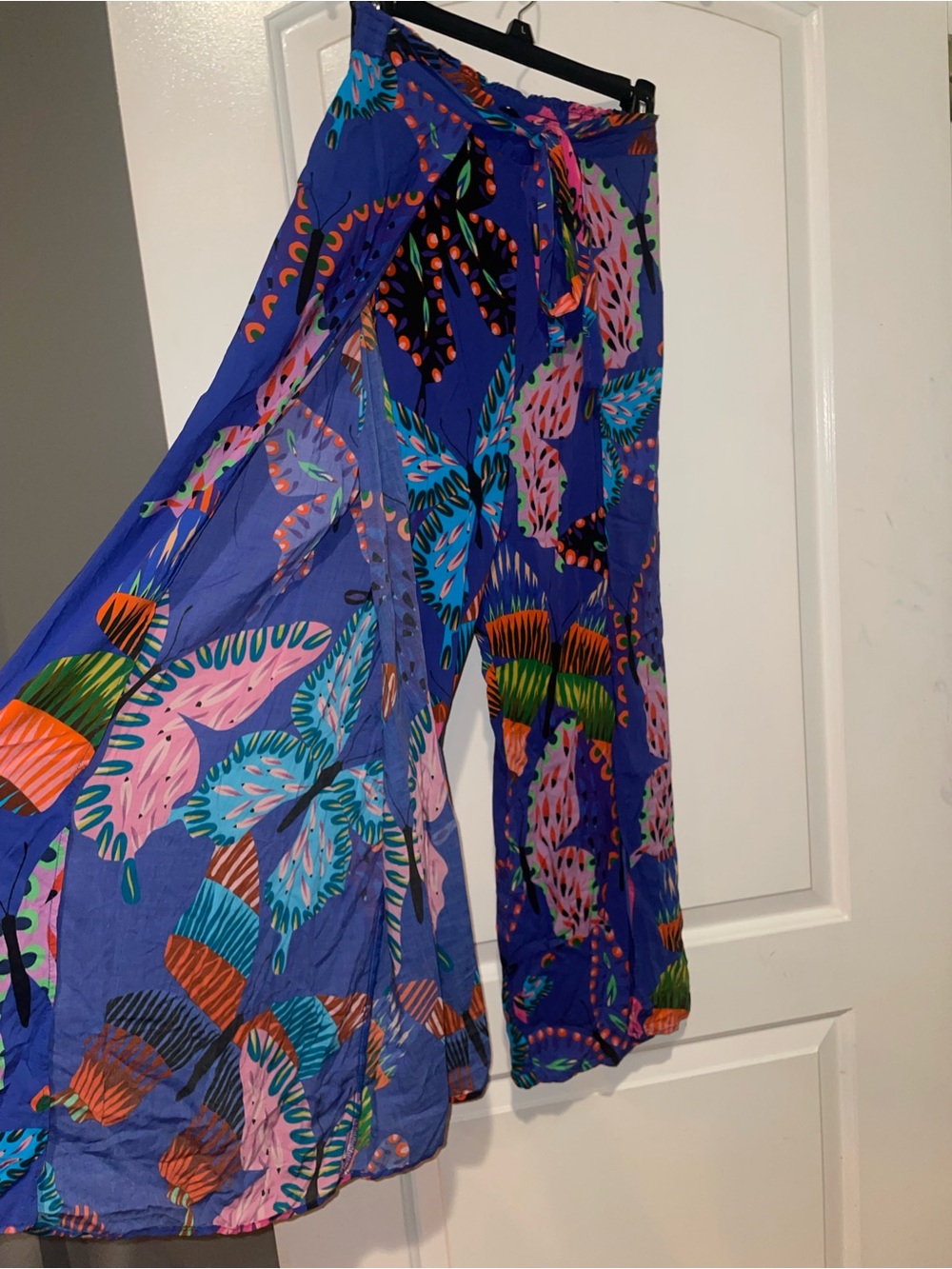 New! Desigual Slit Culottes Tie Waist Tropical Butterfly Print Wide Leg Pants🦋 S - Picture 7 of 11